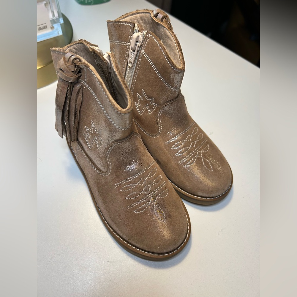 EUC Elephantito Girls Ankle Boots Pink Shimmer Sz 10